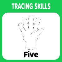 tracé une cinq main signe vecteur