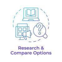 recherche et comparer les options bleu pente concept icône. bibliothèque la gestion systèmes. rond forme ligne illustration. abstrait idée. graphique conception. facile à utilisation dans infographie, Blog Publier vecteur