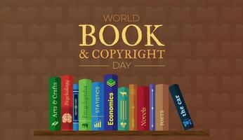 marron monde livre droits d'auteur journée Contexte illustration conception avec bibliothèque vecteur