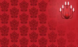 luxe foncé rouge décoratif élégant Contexte avec mur lampe vecteur