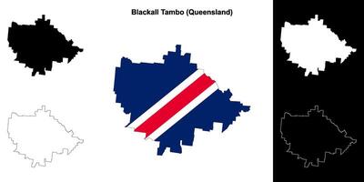 tout noir tambo, Queensland contour carte ensemble vecteur