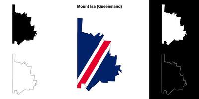 monter est un, Queensland contour carte ensemble vecteur