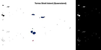 torres détroit île, Queensland contour carte ensemble vecteur