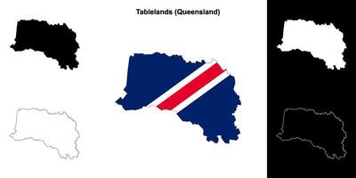 les plateaux, Queensland contour carte ensemble vecteur