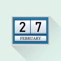 27 février plat du quotidien calendrier icône Date et mois vecteur