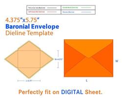 baronnial enveloppe w 4.375, l 5,75 pouces dieline modèle vecteur