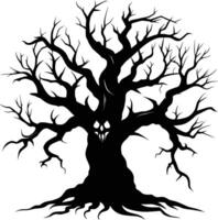 Halloween arbre silhouette avec effrayant visage illustration vecteur