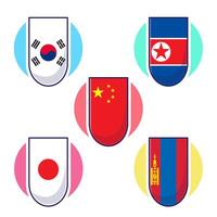 génial dessin animé de est asiatique des pays drapeau icône mascotte illustration vecteur