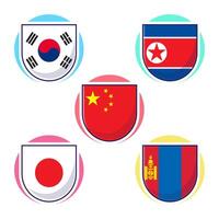 mignonne dessin animé illustration de est asiatique des pays drapeau icône mascotte collection vecteur
