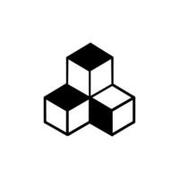 silhouette de Trois interconnecté cubes, symbolisant structure et réseau. vecteur