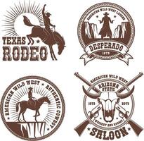 logo vintage de rodéo du far west cowboy vecteur