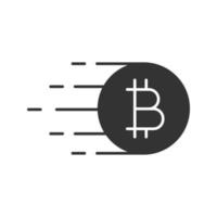 icône de glyphe de bitcoin volant. symbole de silhouette. crypto-monnaie. espace négatif. illustration vectorielle isolée vecteur