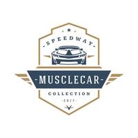 muscle voiture logo modèle conception élément ancien style pour étiquette ou badge vecteur