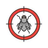 icône de couleur cible de mouche domestique. répulsif insectes volants. illustration vectorielle isolée vecteur