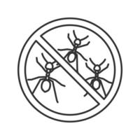 arrêter l'icône linéaire de signe de fourmis. insectifuge. antiparasitaire. illustration de la ligne mince. symbole de contour. dessin de contour isolé de vecteur