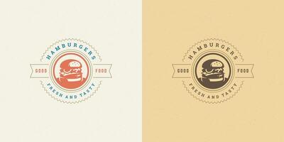 Burger logo illustration Hamburger silhouette bien pour restaurant menu et café badge vecteur