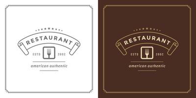 restaurant logo modèle illustration pour menu et café signe vecteur