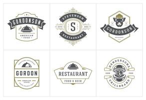 restaurant logos et badges modèles ensemble illustration vecteur