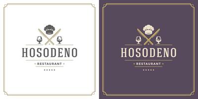 restaurant logo modèle illustration pour menu et café signe vecteur