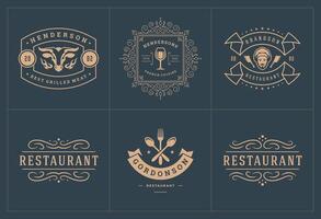 restaurant logos et badges modèles ensemble illustration. vecteur