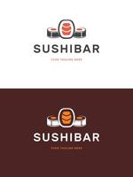 Sushi restaurant emblème logo modèle illustration. vecteur