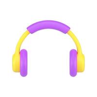 mobile écouteurs 3d icône. professionnel Jaune casque avec violet accents vecteur