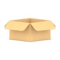 vide ouvert papier carton boîte industriel porter et espace de rangement de face côté vue 3d icône réaliste vecteur
