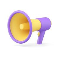 violet mégaphone promo affaires nouvelles information diffusion bruyant Parlant 3d icône réaliste vecteur