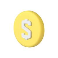 réaliste brillant Jaune cercle dollar signe badge 3d icône illustration. Etats-Unis financier devise vecteur