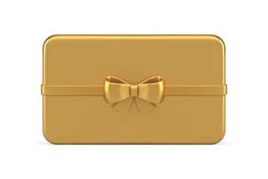 prime d'or métallique svelte cadeau carte ruban arc horizontal rectangle pack réaliste icône vecteur