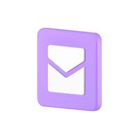 enfermé enveloppe au carré violet isométrique bouton Nouveau message réaliste 3d icône illustration vecteur