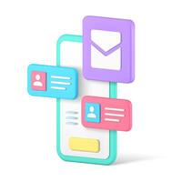 téléphone intelligent la communication mobile app entrant message lettre Contacts bouton réaliste 3d icône vecteur
