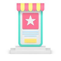 meilleur téléphone intelligent application écran numérique boutique store tente conception étoile bouton 3d icône vecteur