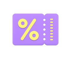 violet vente remise coupon commercial spécial offre achats traiter papier prospectus 3d icône vecteur