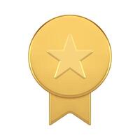 d'or prix gagnant réussite médaille ruban badge avec étoile réaliste 3d icône illustration vecteur