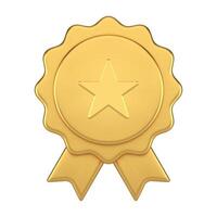d'or prime médaille ruban incurvé cercle réussite meilleur qualité approuvé badge 3d icône vecteur