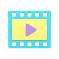 cinéma application film contenu télévision canal diffusion de face vue 3d icône vecteur
