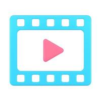 bleu jouer application cinéma diffusion canal multimédia contenu badge 3d icône vecteur