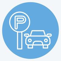 icône parking zone. en relation à intelligent ville symbole. bleu yeux style. Facile conception illustration vecteur