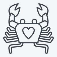 icône crabe. en relation à Fruit de mer symbole. ligne style. Facile conception illustration vecteur