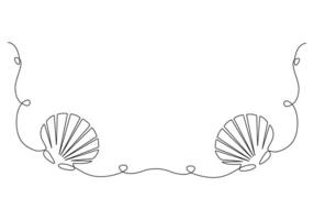 un continu ligne dessin de ouvert huître coquille coquillage symbole et bannière de beauté spa pro illustration vecteur