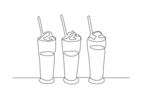 continu Célibataire ligne dessin de la glace crème gaufre cône pro illustration vecteur