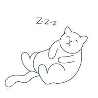 graisse en train de dormir chat main tiré illustration vecteur