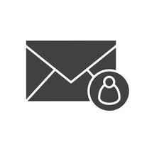 icône de glyphe de courrier personnel. symbole de silhouette de lettre. SMS avec l'utilisateur. espace négatif. illustration vectorielle isolée vecteur