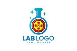 plat moderne Facile bouclier laboratoire logo modèle icône symbole conception illustration vecteur