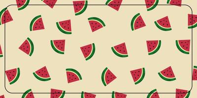 tropical Contexte avec pastèque fruit Icônes. conception pour bannière, affiche, salutation carte, social médias. vecteur