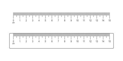 15 centimètre échelle et règle. math ou géométrique outil pour distance, la taille ou longueur la mesure avec balisage et Nombres vecteur