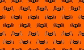 mignonne peu noir les araignées sur Orange Contexte. Halloween fête sans couture modèle. scrapbooking ou emballage papier, en tissu conception, textile impression vecteur