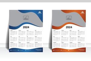 le mur calendrier, 2024 calendrier conception modèle Taille 16 20 la semaine départs dimanche, mur calendrier, couverture modèle, publicité créatif. vecteur