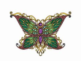 bijoux conception ancien art papillon broche esquisser par main dessin. vecteur